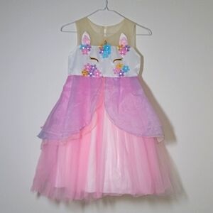Muababy Halloween Costume Flower Girl Pageant Princess Unicorn Tulle Dress 8-9